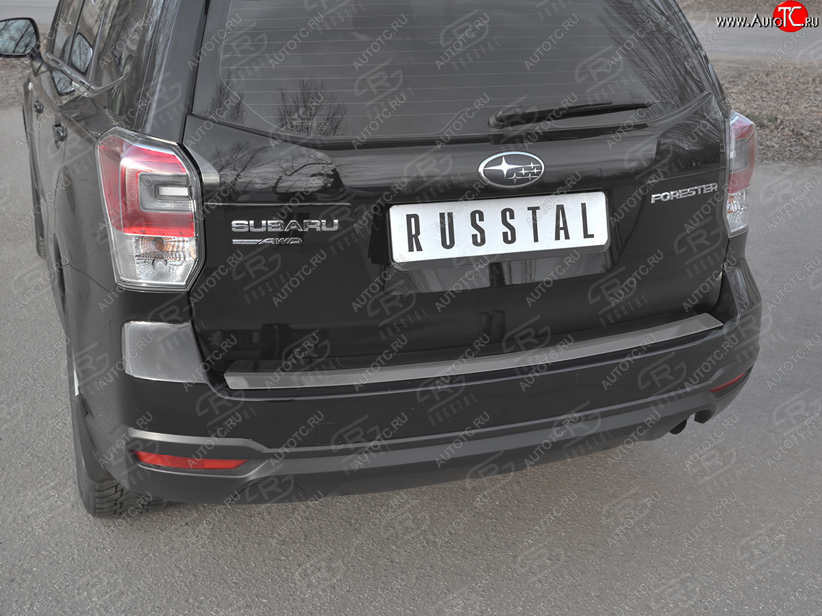 1 999 р. Защитная накладка заднего бампера на Russtal Subaru Forester SJ рестайлинг (2016-2019) (Нержавейка полированная)  с доставкой в г. Керчь