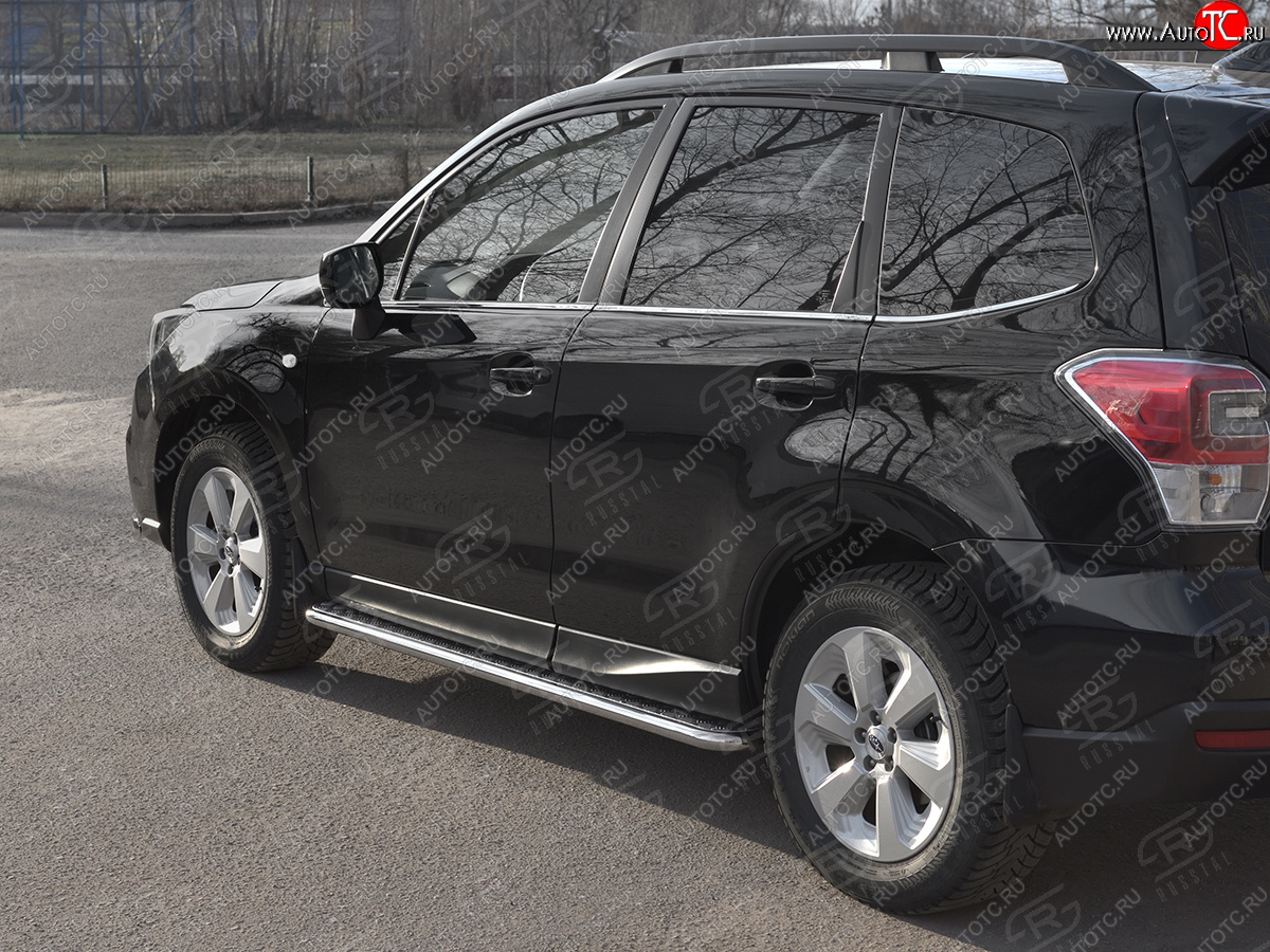 24 649 р. Пороги SLITKOFF d42 с листом  Subaru Forester  SJ (2016-2019) рестайлинг (лист алюминий, труба нержавейка)  с доставкой в г. Керчь