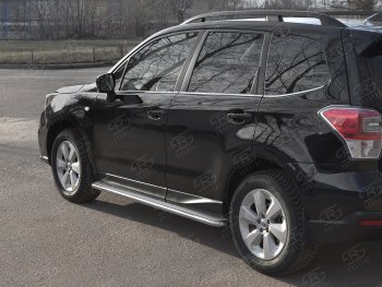35 549 р. Пороги SLITKOFF d42 с листом  Subaru Forester  SJ (2016-2019) рестайлинг (лист нержавейка, труба нержавейка)  с доставкой в г. Керчь. Увеличить фотографию 2