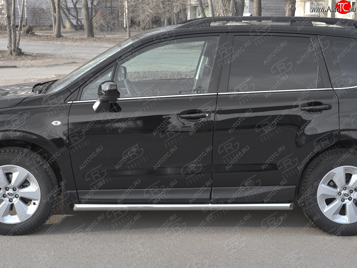 19 549 р. Защита порогов на SLITKOFF труба d63  Subaru Forester  SJ (2016-2019) рестайлинг (защита порогов со скосами на торцах)  с доставкой в г. Керчь