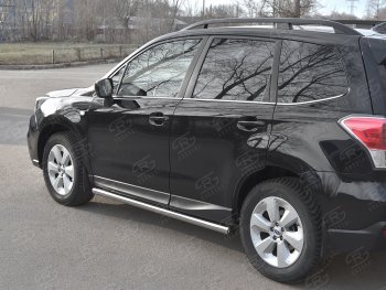 18 799 р. Защита порогов на SLITKOFF труба d63 Subaru Forester SJ рестайлинг (2016-2019) (защита порогов с заглушками на торцах)  с доставкой в г. Керчь. Увеличить фотографию 2