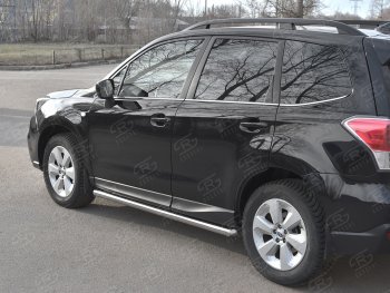 19 549 р. Защита порогов на SLITKOFF труба d63  Subaru Forester  SJ (2016-2019) рестайлинг (защита порогов с закругленными торцами)  с доставкой в г. Керчь. Увеличить фотографию 2