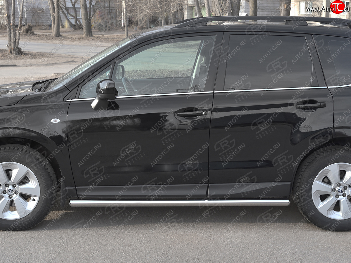 19 549 р. Защита порогов на SLITKOFF труба d63  Subaru Forester  SJ (2016-2019) рестайлинг (защита порогов с закругленными торцами)  с доставкой в г. Керчь