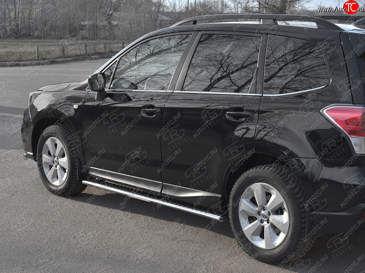 19 399 р. Защита порогов на Russtal труба 120х60 овал с проступью Subaru Forester SJ рестайлинг (2016-2019)  с доставкой в г. Керчь