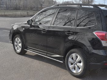 16 649 р. Защита порогов на Russtal труба 75х42 овал с проступью Subaru Forester SJ рестайлинг (2016-2019)  с доставкой в г. Керчь. Увеличить фотографию 2