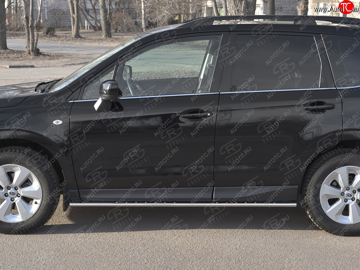 16 649 р. Защита порогов на Russtal труба 75х42 овал с проступью Subaru Forester SJ рестайлинг (2016-2019)  с доставкой в г. Керчь