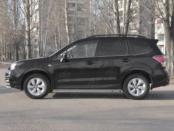16 649 р. Защита порогов на Russtal труба 75х42 овал с проступью Subaru Forester SJ рестайлинг (2016-2019)  с доставкой в г. Керчь. Увеличить фотографию 3