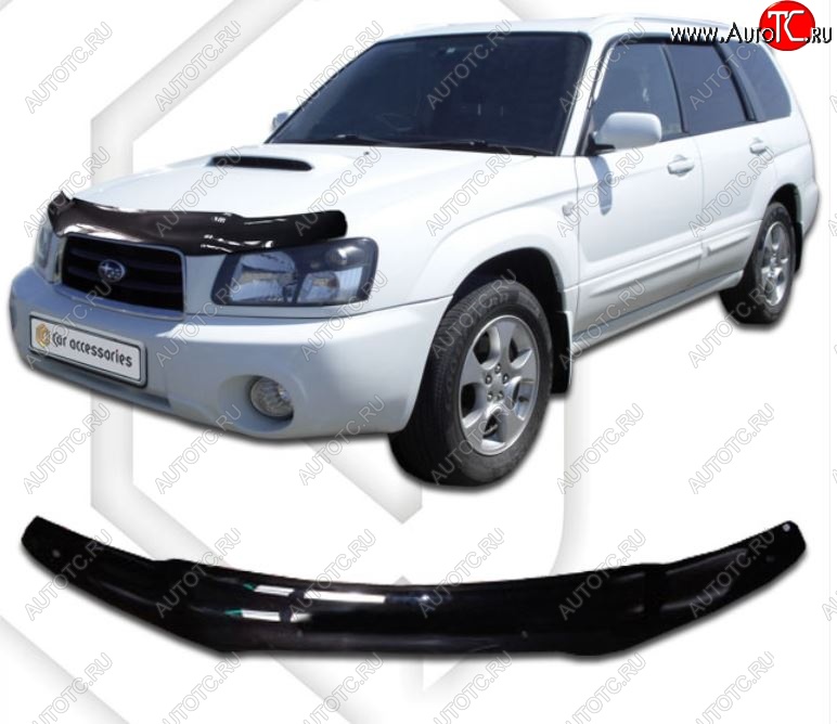 2 199 р. Дефлектор капота CA-Plastic Subaru Forester SG дорестайлинг (2002-2005) (Classic черный, Без надписи)  с доставкой в г. Керчь
