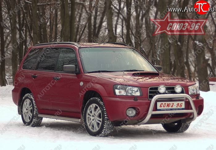 9 224 р. Защита переднего бампера Souz-96 (d60) Subaru Forester SG дорестайлинг (2002-2005)  с доставкой в г. Керчь