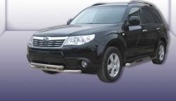 Двойная защита переднего бампера из труб диаметрами по 57 мм Slitkoff Subaru Forester  SH (2008-2013)