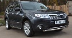 18 399 р. Защита переднего бампера (2 трубыØ63 и 42 мм, нержавейка) SLITKOFF  Subaru Forester  SH (2008-2013)  с доставкой в г. Керчь. Увеличить фотографию 2