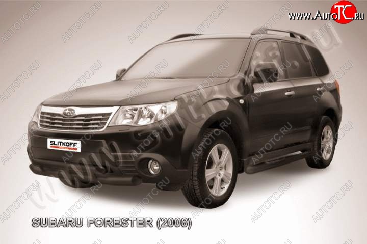 10 299 р. Защита переднего бампер Slitkoff  Subaru Forester  SH (2008-2013) (Цвет: серебристый)  с доставкой в г. Керчь