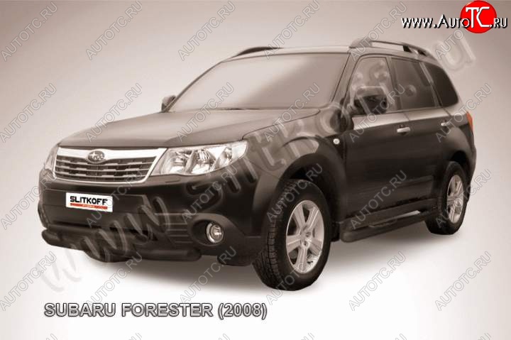 11 299 р. Защита переднего бампер Slitkoff  Subaru Forester  SH (2008-2013) (Цвет: серебристый)  с доставкой в г. Керчь