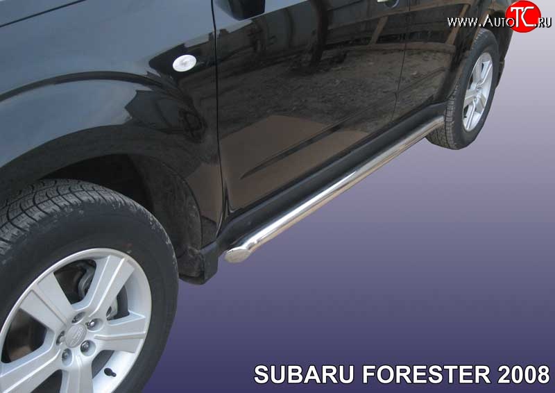 13 999 р. Защита порогов из круглой трубы диаметром 57 мм Slitkoff  Subaru Forester  SH (2008-2013) (Цвет: нержавеющая полированная сталь)  с доставкой в г. Керчь