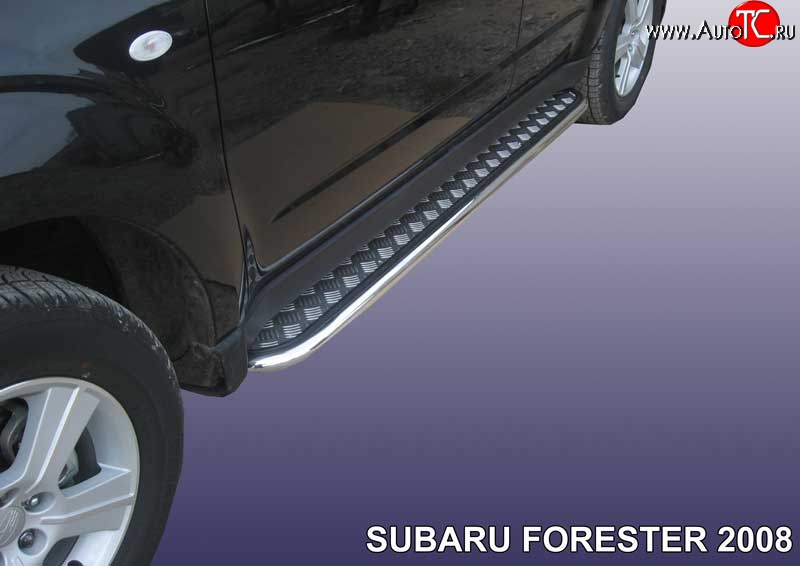 16 999 р. Широкая защита порогов Slitkoff  Subaru Forester  SH (2008-2013) (Цвет: нержавеющая полированная сталь)  с доставкой в г. Керчь