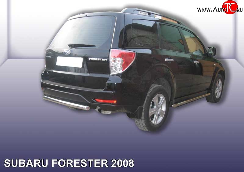 8 999 р. Одинарная защита заднего бампера из трубы диаметром 57 мм Slitkoff Subaru Forester SH (2008-2013) (Цвет: нержавеющая полированная сталь)  с доставкой в г. Керчь