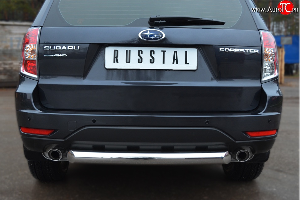 15 999 р. Одинарная защита заднего бампера из трубы диаметром 76 мм SLITKOFF  Subaru Forester  SH (2008-2013)  с доставкой в г. Керчь