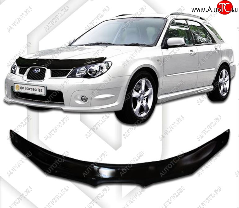 1 999 р. Дефлектор капота CA-Plastiс  Subaru Impreza ( GD,  GG) (2005-2007) седан 2-ой рестайлинг, хэтчбэк 2-ой рестайлинг (Classic черный, Без надписи)  с доставкой в г. Керчь