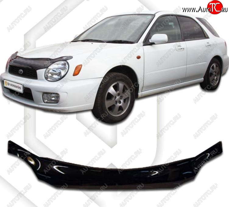 2 079 р. Дефлектор капота (GGA, GGB) CA-Plastic  Subaru Impreza ( GD,  GG) (2000-2002) седан дорестайлинг, хэтчбэк дорестайлинг (Classic черный, Без надписи)  с доставкой в г. Керчь