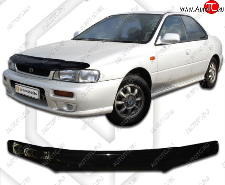 1 999 р. Дефлектор капота (GC1-GC8) CA-Plastic Subaru Impreza GC седан (1992-2000) (Classic черный, Без надписи)  с доставкой в г. Керчь