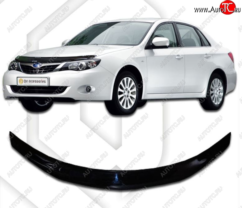 1 899 р. Дефлектор капота CA-Plastiс Subaru Impreza GE седан (2007-2012) (Classic черный, Без надписи)  с доставкой в г. Керчь