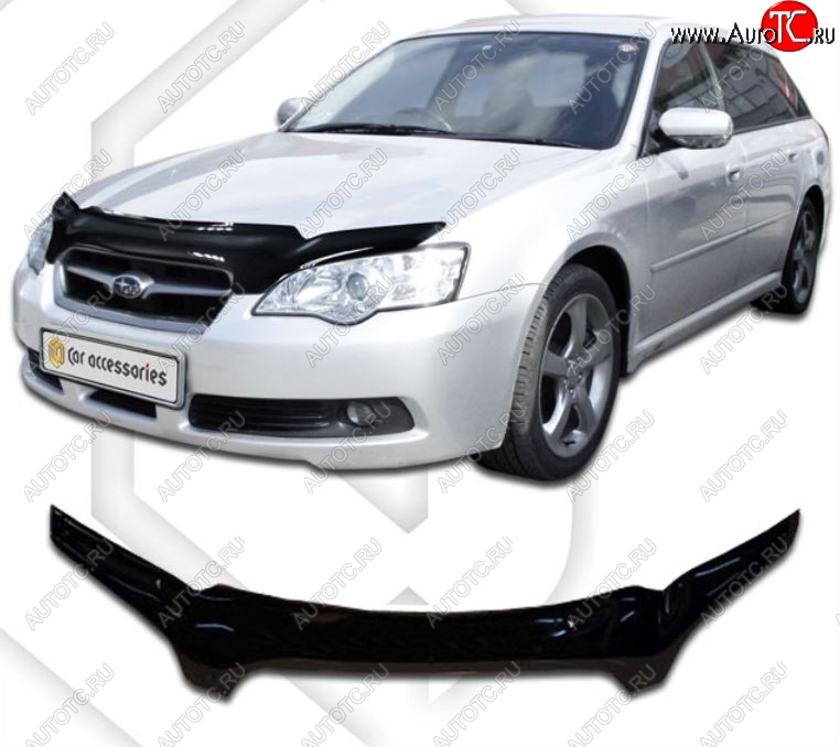 2 159 р. Дефлектор капота CA-Plastic  Subaru Legacy ( BL/B13,  BL,B13) (2003-2009) дорестайлинг седан, рестайлинг седан (Classic черный, Без надписи)  с доставкой в г. Керчь