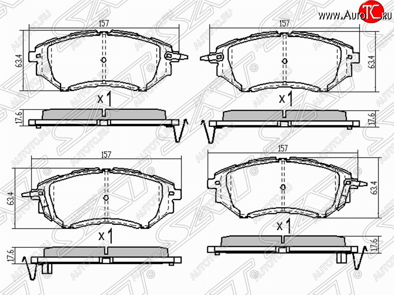1 489 р. Колодки тормозные (передние) SAT  Subaru Legacy ( BL/B13,  BL,B13) - Tribeca  с доставкой в г. Керчь