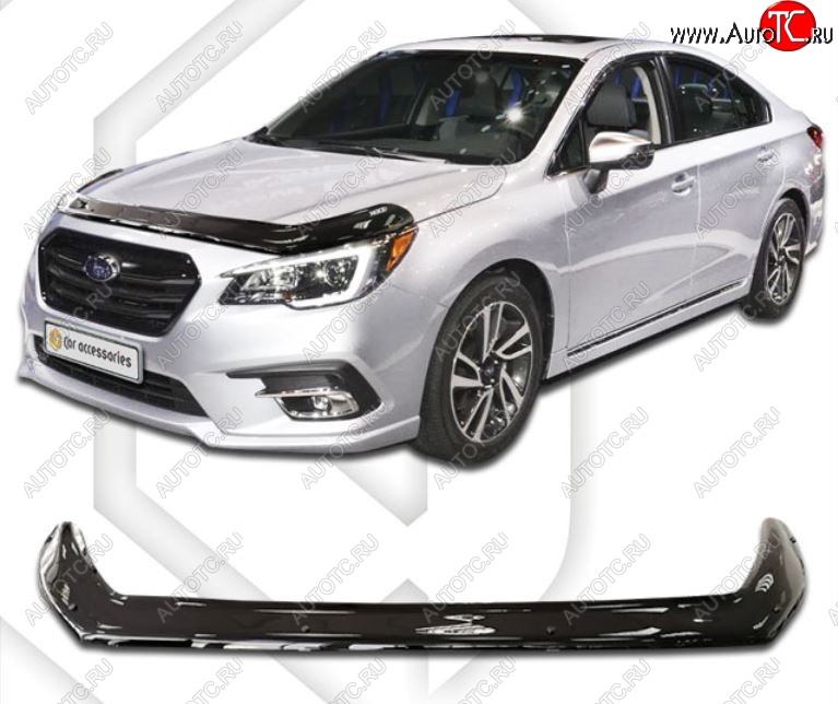 2 899 р. Дефлектор капота CA-Plastiс exclusive Subaru Legacy BN/B15 рестайлинг седан (2017-2025) (Classic черный, Без надписи)  с доставкой в г. Керчь