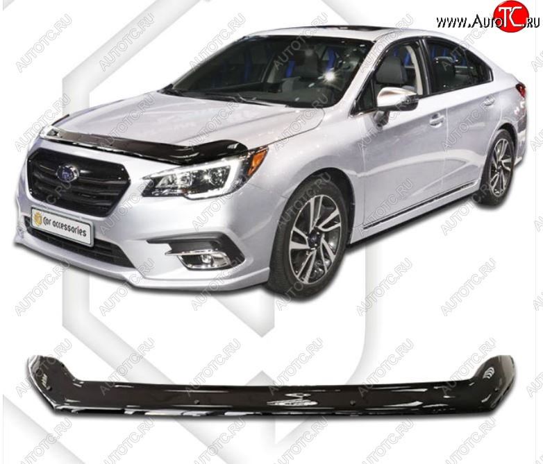 2 159 р. Дефлектор капота CA-Plastiс  Subaru Legacy  BN/B15 (2017-2025) рестайлинг седан (Classic черный, Без надписи)  с доставкой в г. Керчь