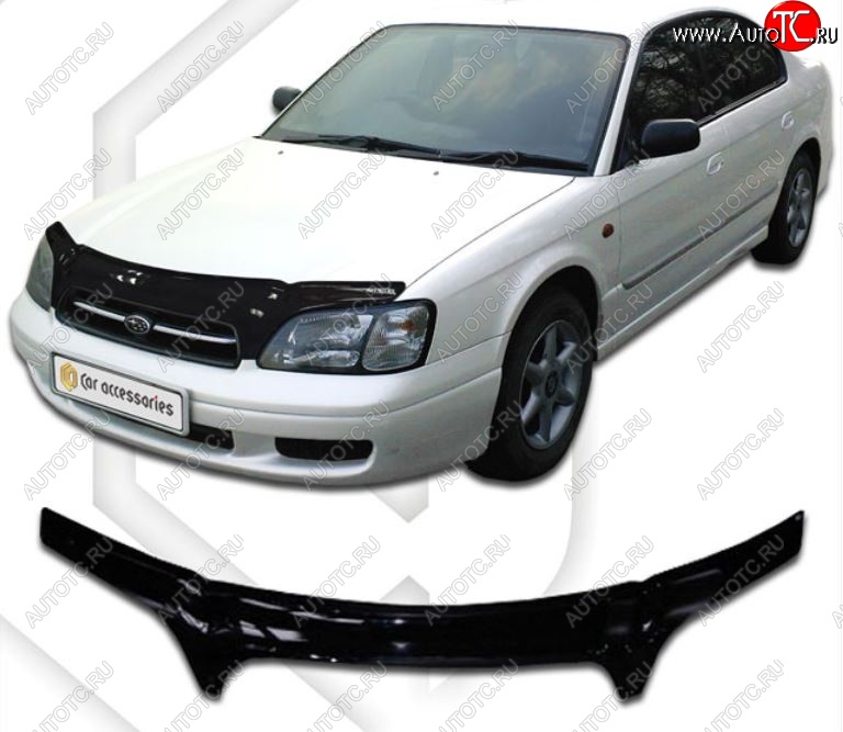 2 399 р. Дефлектор капота (BE5, BE9, BEE) CA-Plastiс Subaru Legacy BH/BE12 универсал (1998-2003) (Classic черный, Без надписи)  с доставкой в г. Керчь