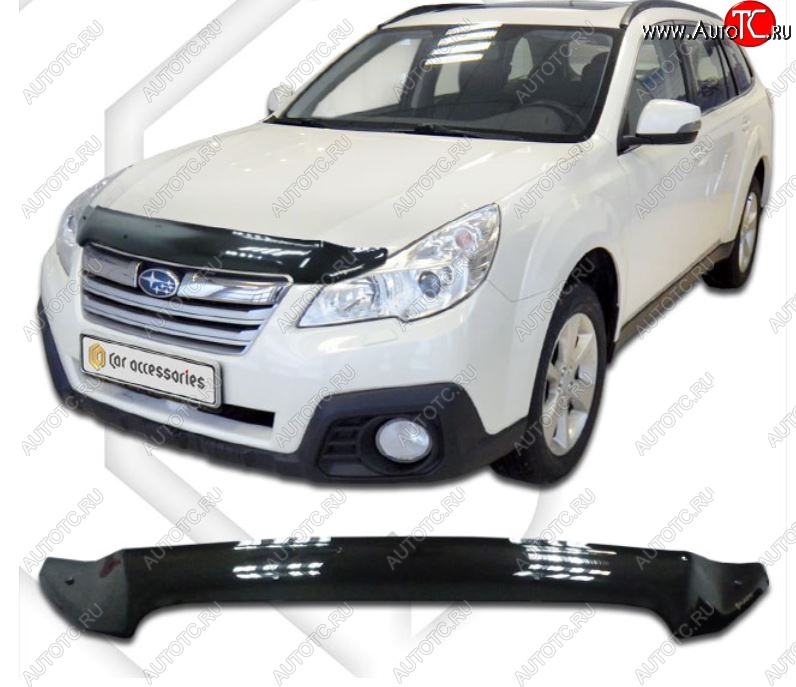 1 999 р. Дефлектор капота (USA) CA-Plastiс Subaru Outback BR/B14 дорестайлинг универсал (2009-2013) (Classic черный, Без надписи)  с доставкой в г. Керчь