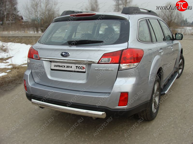 15 899 р. Защита заднего бампера (овальная) ТСС 75х42 мм  Subaru Outback  BS/B15 (2014-2018) дорестайлинг универсал  с доставкой в г. Керчь