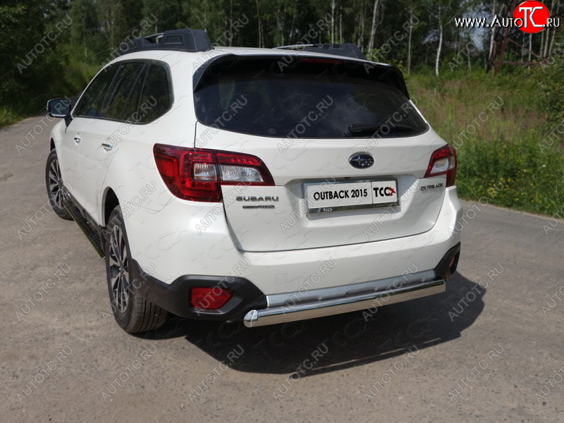 15 899 р. Защита заднего бампера (овальная) ТСС (нержавейка d 75х42 мм)  Subaru Outback  BS/B15 (2014-2021) дорестайлинг универсал, рестайлинг универсал  с доставкой в г. Керчь