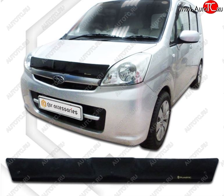 1 759 р. Дефлектор капота CA-Plastiс  Subaru Stella  RN (2006-2011) (Classic черный, Без надписи)  с доставкой в г. Керчь