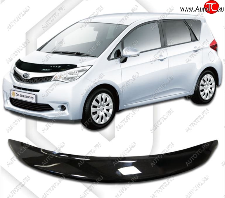 1 999 р. Дефлектор капота CA-Plastic  Subaru Trezia (2010-2016) (Classic черный, Без надписи)  с доставкой в г. Керчь