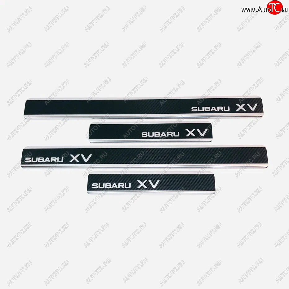 2 489 р. Накладки порожков салона INOX  Subaru XV  GP/G33 (2012-2017) дорестайлинг, рестайлинг (Нержавеющая сталь + карбон)  с доставкой в г. Керчь