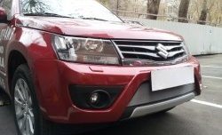 1 539 р. Сетка на бампер Russtal (хром) Suzuki Grand Vitara JT 3 двери 2-ой рестайлинг (2012-2016)  с доставкой в г. Керчь. Увеличить фотографию 2
