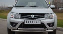 17 999 р. Защита переднего бампера (2 трубыØ63 и 42 мм, нержавейка) SLITKOFF  Suzuki Grand Vitara  JT (2012-2016) 3 двери 2-ой рестайлинг  с доставкой в г. Керчь. Увеличить фотографию 2