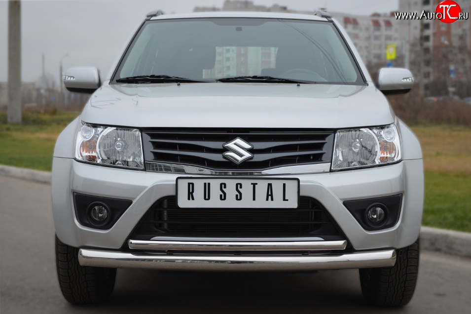 18 999 р. Защита переднего бампера (2 трубыØ76 и 42 мм, нержавейка) SLITKOFF  Suzuki Grand Vitara  JT (2012-2016) 3 двери 2-ой рестайлинг  с доставкой в г. Керчь