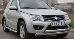 16 849 р. Защита переднего бампера (2 трубыØ75х42 мм, нержавейка) Russtal Suzuki Grand Vitara JT 3 двери 2-ой рестайлинг (2012-2016)  с доставкой в г. Керчь. Увеличить фотографию 4