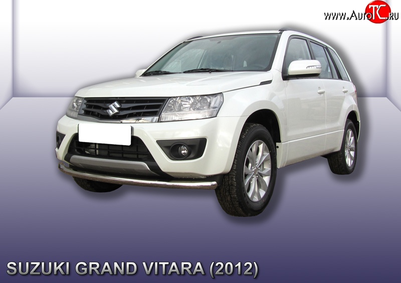 10 849 р. Одинарная защита переднего бампера из трубы диаметром 57 мм Slitkoff Suzuki Grand Vitara JT 3 двери 2-ой рестайлинг (2012-2016) (Цвет: нержавеющая полированная сталь)  с доставкой в г. Керчь