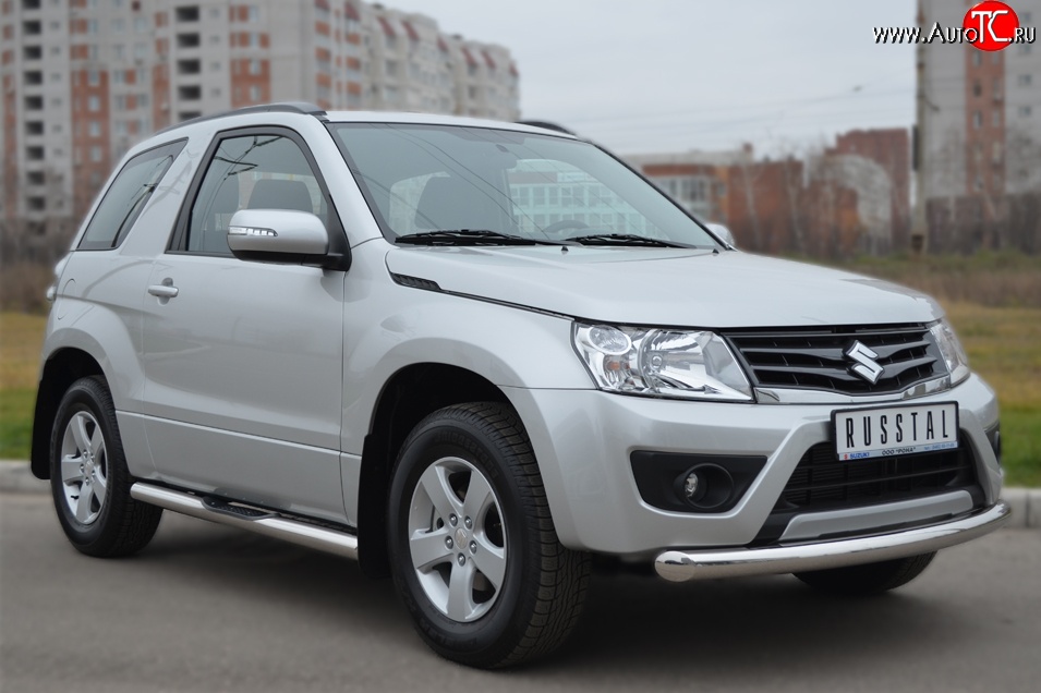 15 749 р. Одинарная защита переднего бампера диаметром 76 мм (3 дв.) SLITKOFF Suzuki Grand Vitara JT 3 двери 2-ой рестайлинг (2012-2016)  с доставкой в г. Керчь