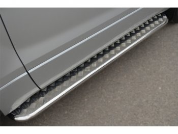 Широкая защита порогов с трубой диаметром 42 мм 3 дв. SLITKOFF v3 Suzuki Grand Vitara JT 3 двери 2-ой рестайлинг (2012-2016)