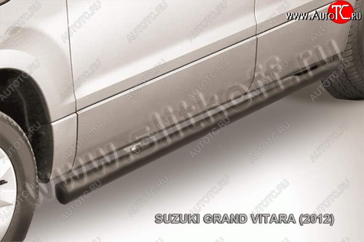 9 899 р. Защита порогов Slitkoff  Suzuki Grand Vitara  JT 5 дверей (2012-2016) 2-ой рестайлинг (Цвет: серебристый)  с доставкой в г. Керчь