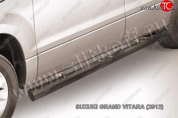 12 399 р. Защита порогов Slitkoff  Suzuki Grand Vitara  JT 5 дверей (2012-2016) 2-ой рестайлинг (Цвет: серебристый)  с доставкой в г. Керчь