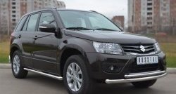 70 999 р. Защита порогов из круглой трубы диаметром 63 мм (5 дв.) Russtal Suzuki Grand Vitara JT 5 дверей 2-ой рестайлинг (2012-2016) (Защита порогов с со скосами на торцах (вариант 1))  с доставкой в г. Керчь. Увеличить фотографию 4