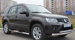 83 999 р. Защита порогов с пластиковыми вставками для ног из круглой трубы диаметром 76 мм (5 дв.) Russtal Suzuki Grand Vitara JT 5 дверей 2-ой рестайлинг (2012-2016) (Защита порогов с со скосами на торцах (вариант 1))  с доставкой в г. Керчь. Увеличить фотографию 9