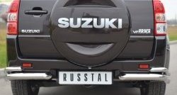 Защита заднего бампера (Ø63 и 42 мм, нержавейка) SLITKOFF Suzuki Grand Vitara  JT 5 дверей (2012-2016) 2-ой рестайлинг