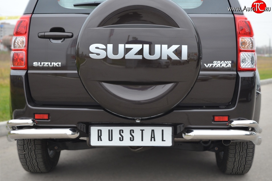 15 899 р. Защита заднего бампера (Ø63 и 42 мм, нержавейка) SLITKOFF Suzuki Grand Vitara JT 5 дверей 2-ой рестайлинг (2012-2016)  с доставкой в г. Керчь