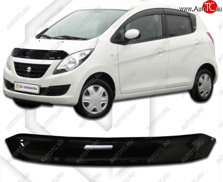 1 899 р. Дефлектор капота CA-Plastic Suzuki Cervo (2006-2009) (Classic черный, Без надписи)  с доставкой в г. Керчь